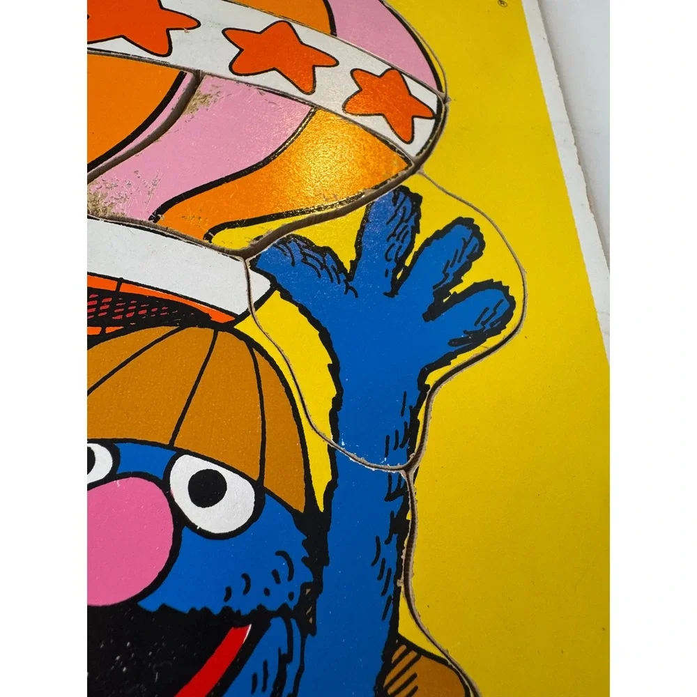 VTG Playskool Sesame Street Grover Hot Air Balloon Puzzle 10pc Frame Tray 315-21
